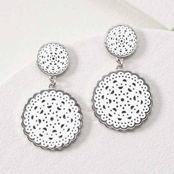 WHBM GENUINE Leather Cutout Earrings GORGEOUS AND UNIQUE! - Picture 1 of 3